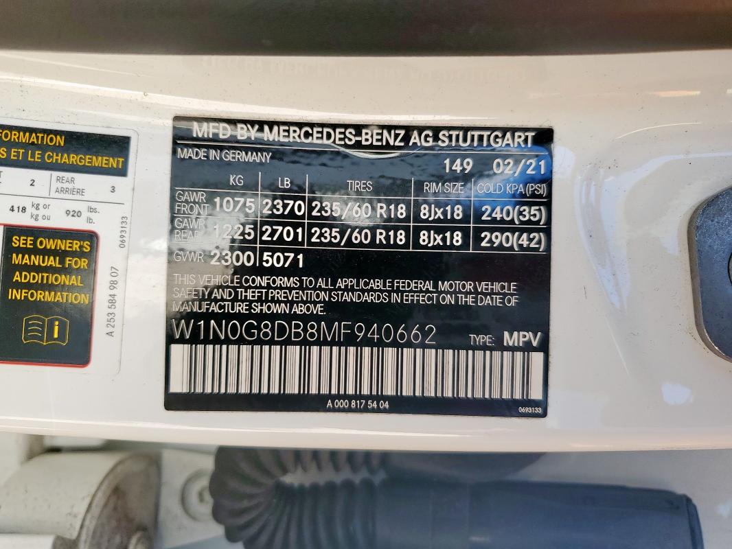 2021 MERCEDES-BENZ GLC 300 - W1N0G8DB8MF940662