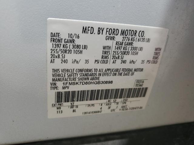 2017 FORD EXPLORER X - 1FM5K7D80HGB30898