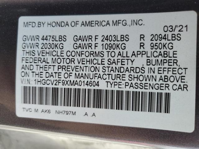 2021 HONDA ACCORD TOU - 1HGCV2F9XMA014604