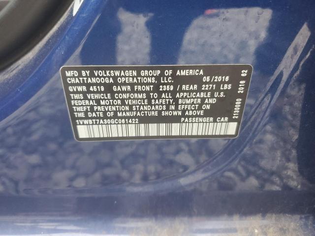 2016 VOLKSWAGEN PASSAT SE - 1VWBT7A30GC061422