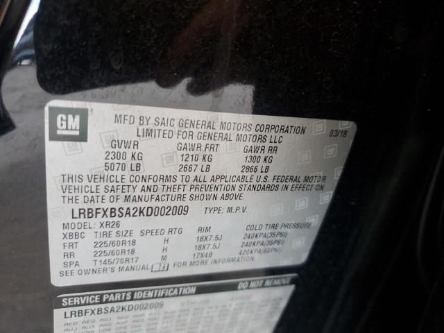 2019 BUICK ENVISION P - LRBFXBSA2KD002009