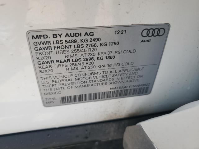 2022 AUDI Q5 PREMIUM - WA1EAAFY1N2048022