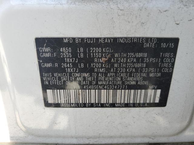 2016 SUBARU OUTBACK 3. 4S4BSENC4G3247271