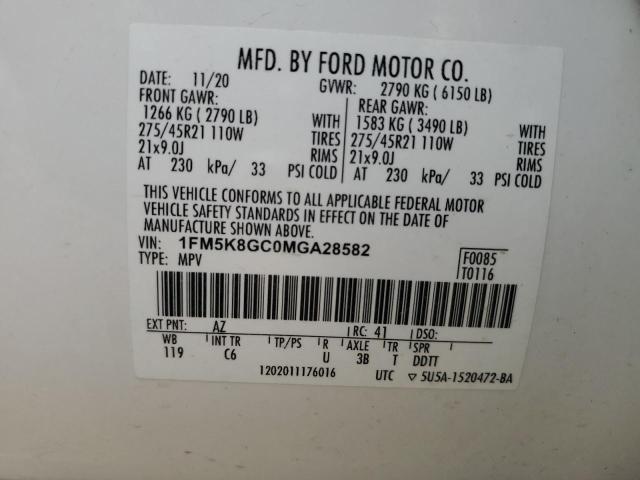 2021 FORD EXPLORER S 1FM5K8GC0MGA28582