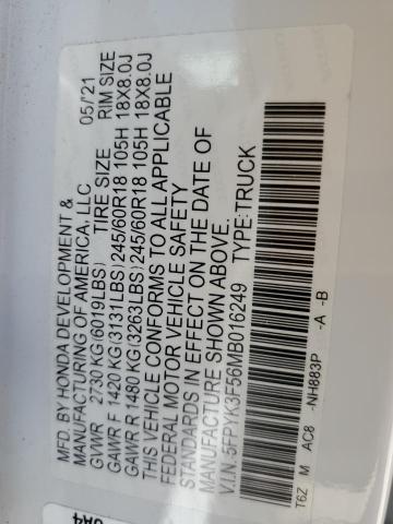 2021 HONDA RIDGELINE 5FPYK3F56MB016249