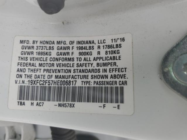 2017 HONDA CIVIC LX 19XFC2F57HE006817