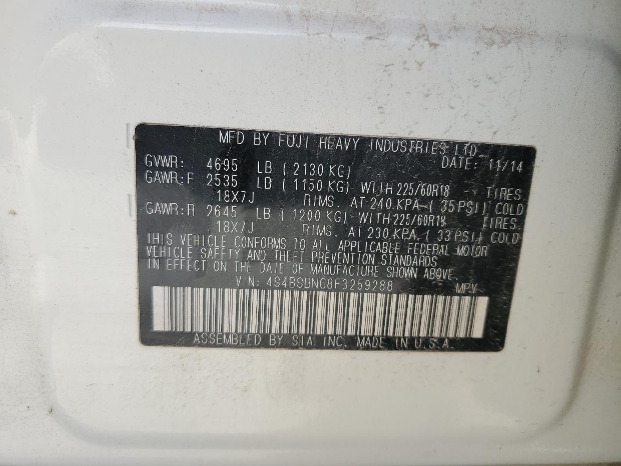 SUBARU OUTBACK 2.5I LIMITED