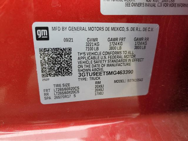 2021 GMC SIERRA K15 - 3GTU9EET5MG463390