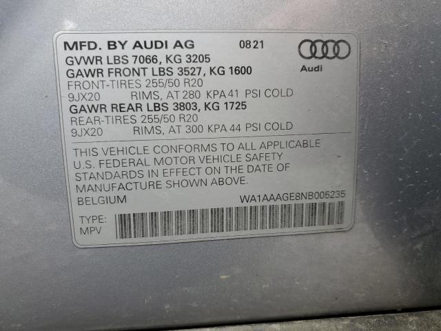 WA1AAAGE8NB005235 Audi E-tron Premium 2022