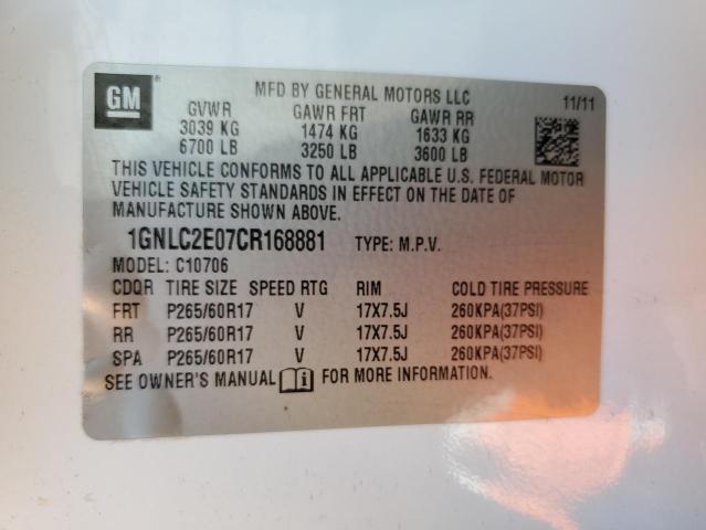 2012 CHEVROLET TAHOE POLI - 1GNLC2E07CR168881