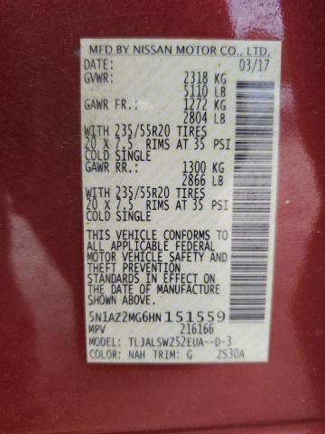 2017 NISSAN MURANO S - 5N1AZ2MG6HN151559