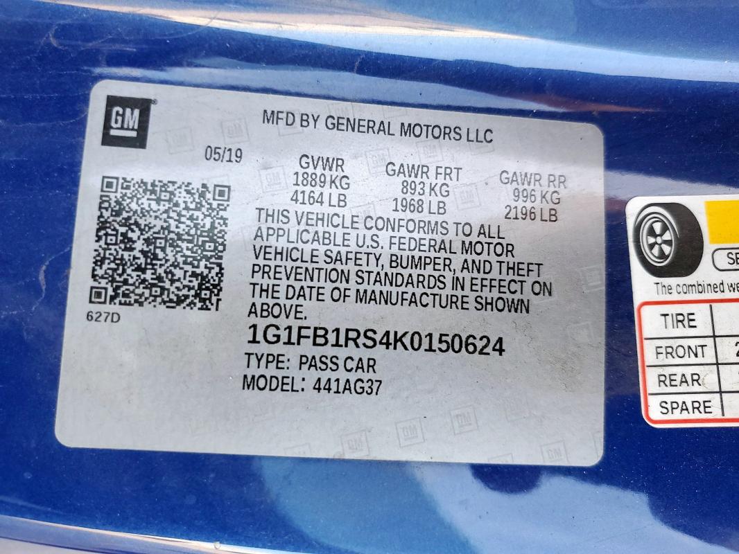 2019 CHEVROLET CAMARO LS - 1G1FB1RS4K0150624