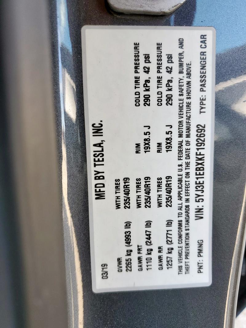 2019 TESLA MODEL 3 - 5YJ3E1EBXKF192692
