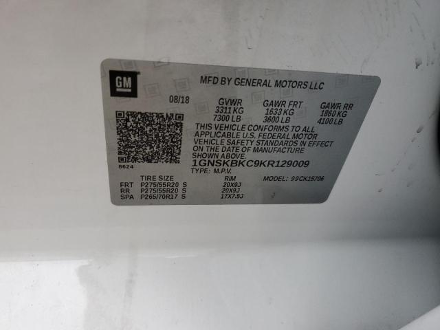 2019 CHEVROLET TAHOE K150 1GNSKBKC9KR129009