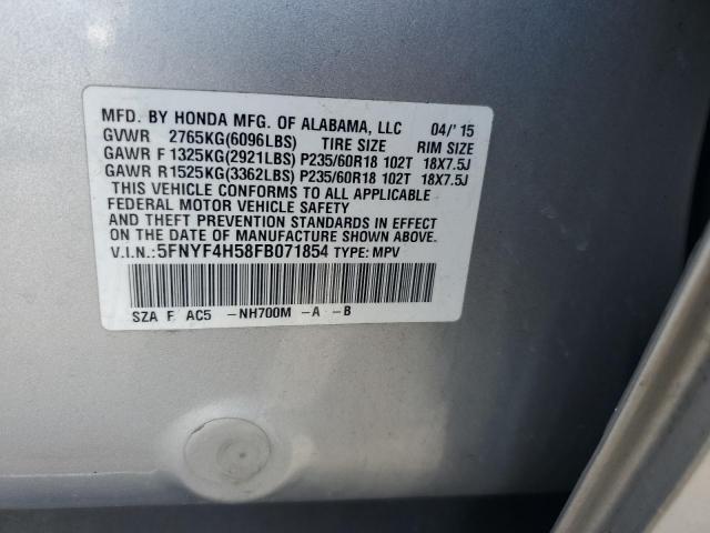 2015 HONDA PILOT EXL - 5FNYF4H58FB071854