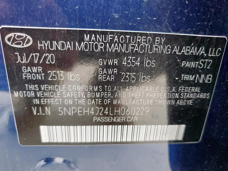 2020 HYUNDAI SONATA LIM 5NPEH4J24LH060229
