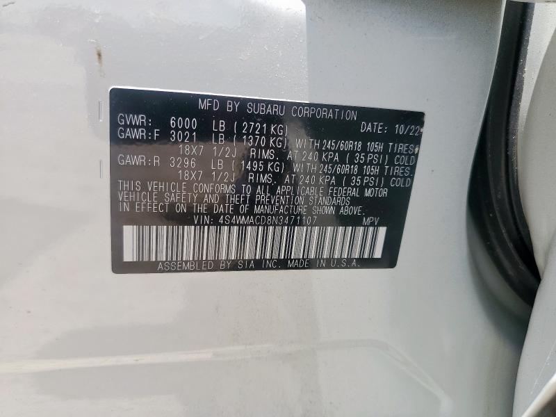 2022 SUBARU ASCENT PRE 4S4WMACD8N3471107