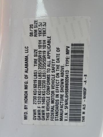 2021 HONDA ODYSSEY EL 5FNRL6H98MB009413