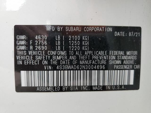 2022 SUBARU LEGACY PRE 4S3BWAD62N3004696