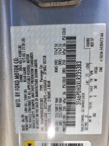 2020 FORD FUSION SE - 3FA6P0HDXLR235383