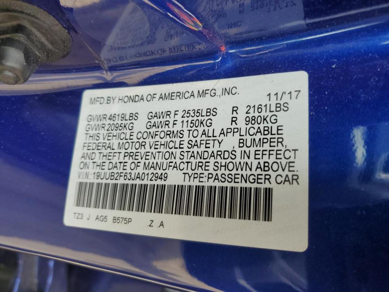 Lot #3310602283 2018 ACURA TLX TECH+A