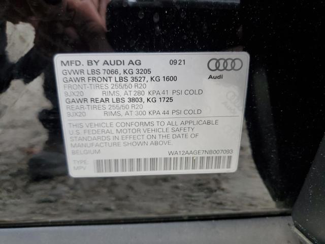 2022 AUDI E-TRON SPO WA12AAGE7NB007093