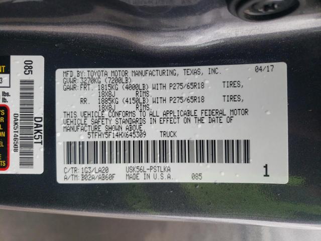 2017 TOYOTA TUNDRA CRE 5TFHY5F14HX645309