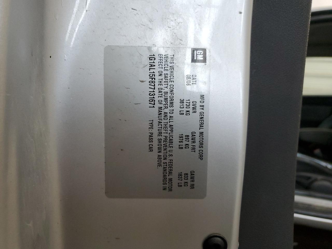 Lot #3283986806 2007 CHEVROLET COBALT LT