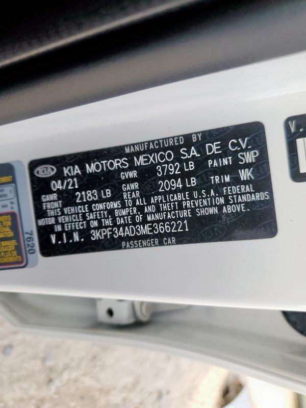 2021 KIA FORTE GT L - 3KPF34AD3ME366221