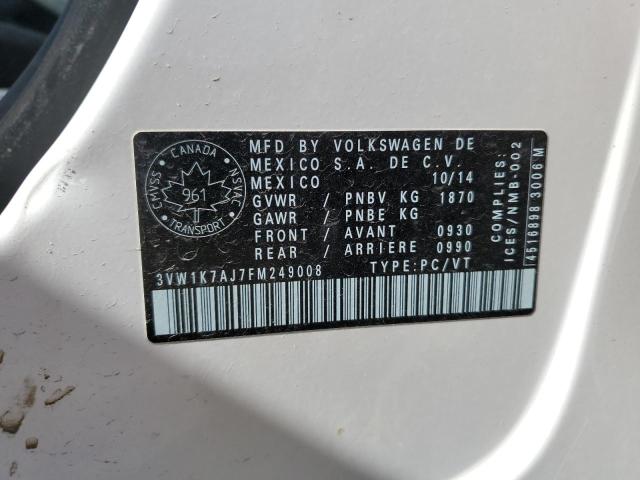 2015 VOLKSWAGEN JETTA BASE 3VW1K7AJ7FM249008