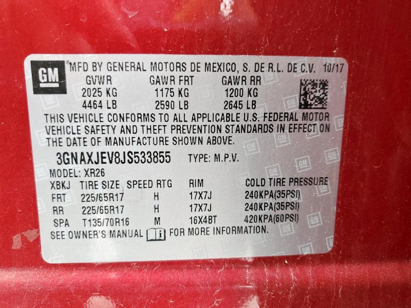 2018 CHEVROLET EQUINOX LT - 3GNAXJEV8JS533855