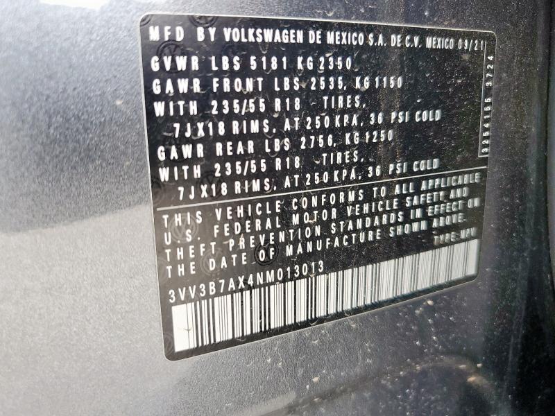 2022 VOLKSWAGEN TIGUAN SE - 3VV3B7AX4NM013013