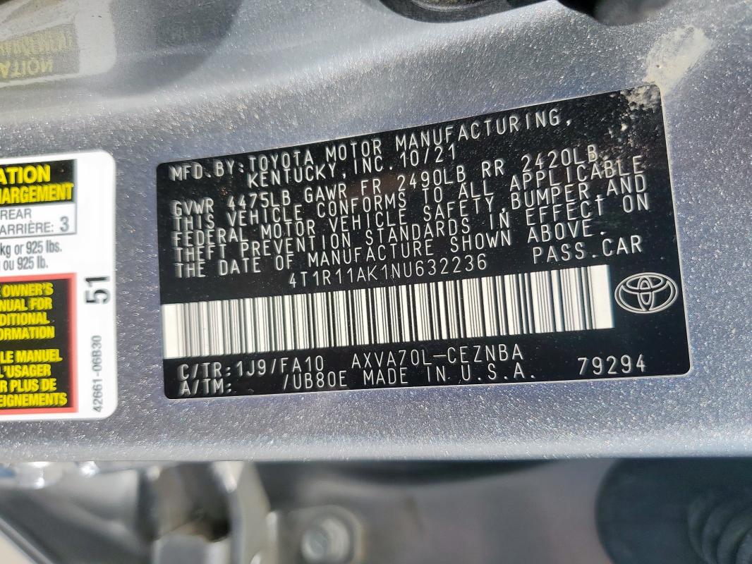 2022 TOYOTA CAMRY LE - 4T1R11AK1NU632236