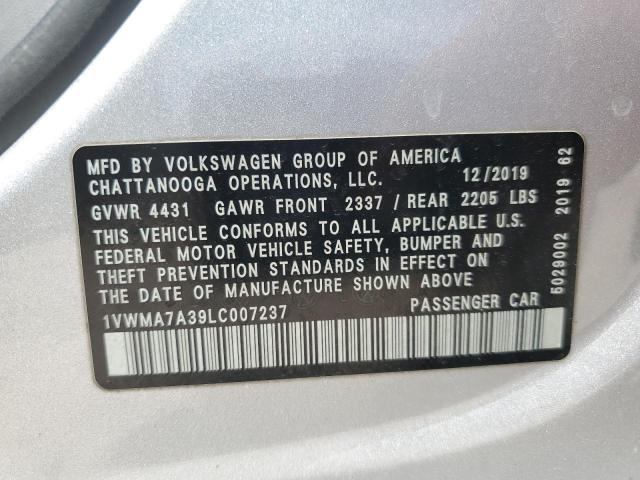 2020 VOLKSWAGEN PASSAT R-L - 1VWMA7A39LC007237