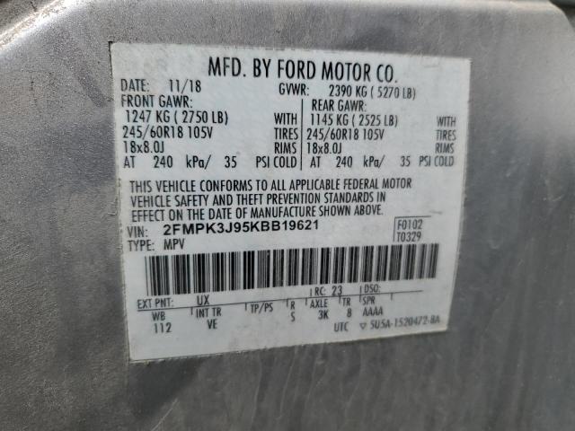 2019 FORD EDGE SEL - 2FMPK3J95KBB19621