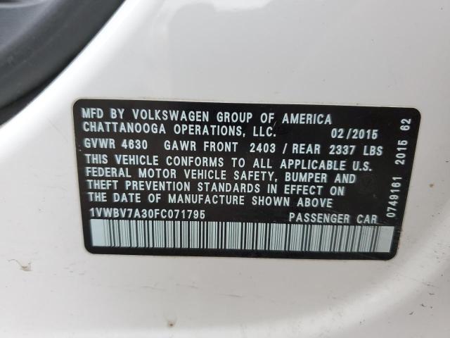 2015 VOLKSWAGEN PASSAT SE 1VWBV7A30FC071795