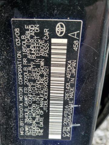 2009 TOYOTA COROLLA BA #3282576874