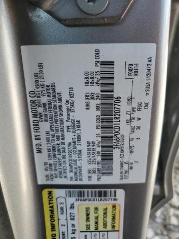 2020 FORD FUSION SEL 3FA6P0CD1LR207706