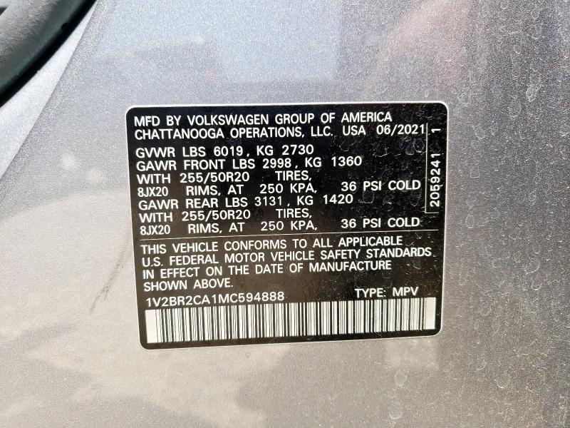 2021 VOLKSWAGEN ATLAS SEL - 1V2BR2CA1MC594888