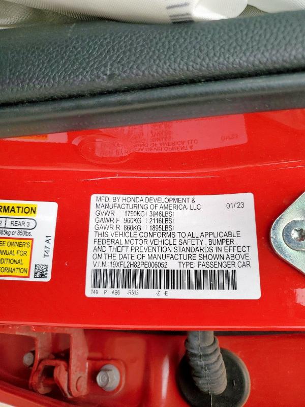 2023 HONDA CIVIC SPOR 19XFL2H82PE006052
