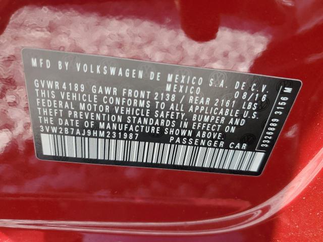 2017 VOLKSWAGEN JETTA S - 3VW2B7AJ9HM231987