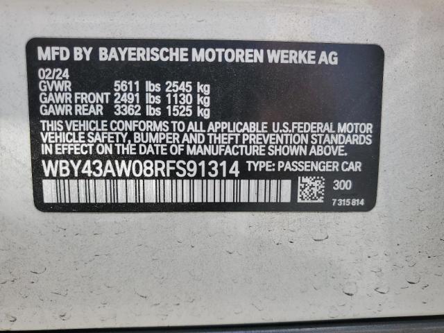 2024 BMW I4 EDRIVE WBY43AW08RFS91314