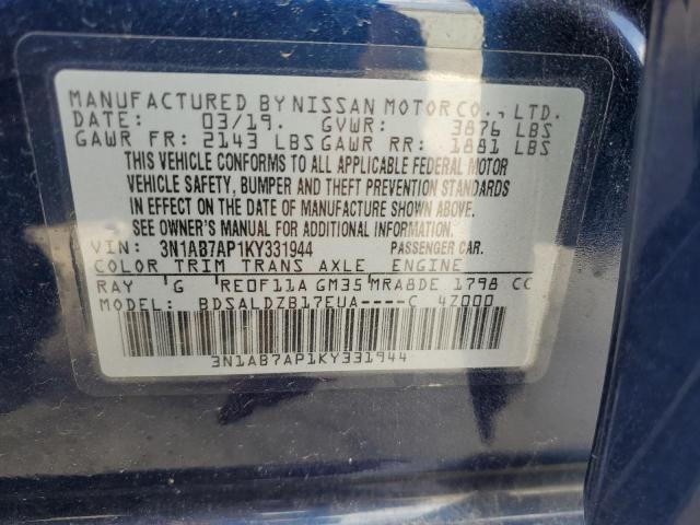 2019 NISSAN SENTRA S - 3N1AB7AP1KY331944