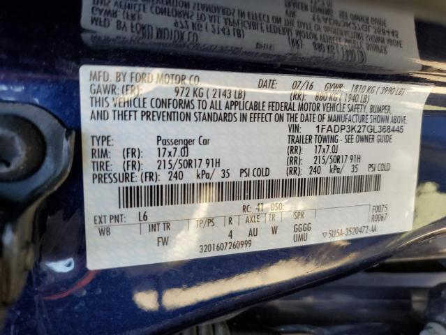 2016 FORD FOCUS SE - 1FADP3K27GL368445