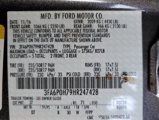 2017 FORD FUSION SE - 3FA6P0H79HR247428