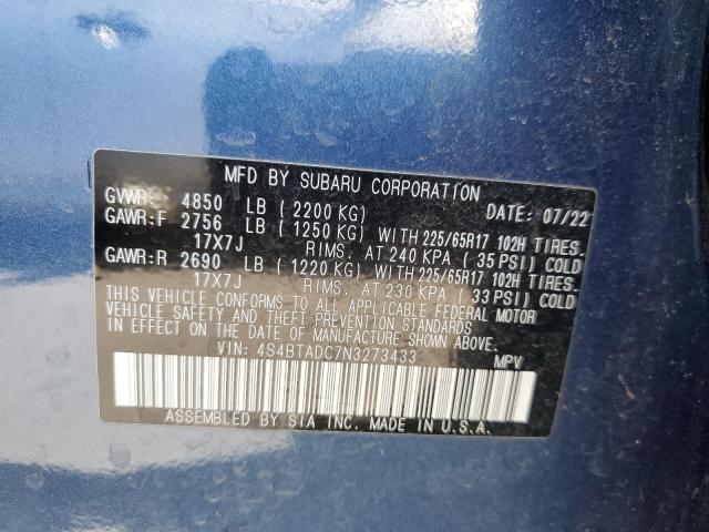 2022 SUBARU OUTBACK PR - 4S4BTADC7N3273433