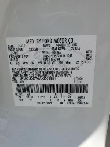2010 FORD ESCAPE XLT - 1FMCU0D76AKD04881