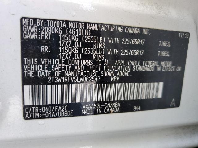 2020 TOYOTA RAV4 XLE 2T3W1RFV5LW062542