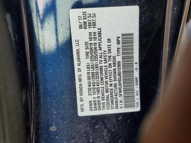 2018 HONDA ODYSSEY EL 5FNRL6H93JB012909