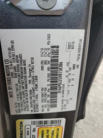 2017 FORD FUSION SE - 3FA6P0LU5HR158386